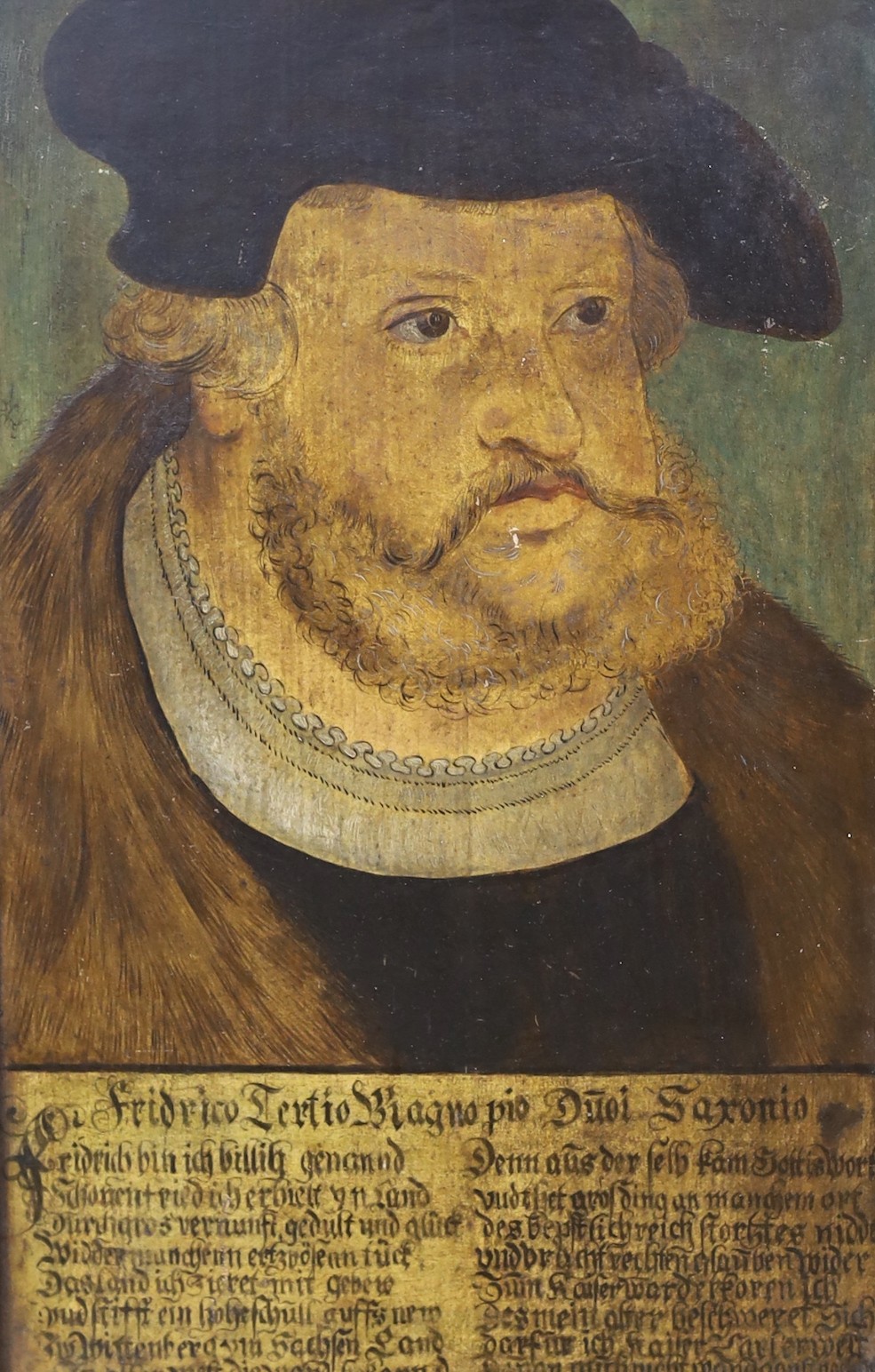 German school, oil on wooden panel, Portrait of Fridrico Tertio Ragno ..., 35 x 22cm